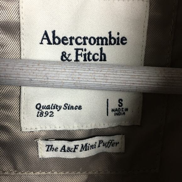 Abercrombie & Fitch Faux Fur Light Grey Women's Puffer Jacket Winter Coat Crop S - Picture 2 of 16